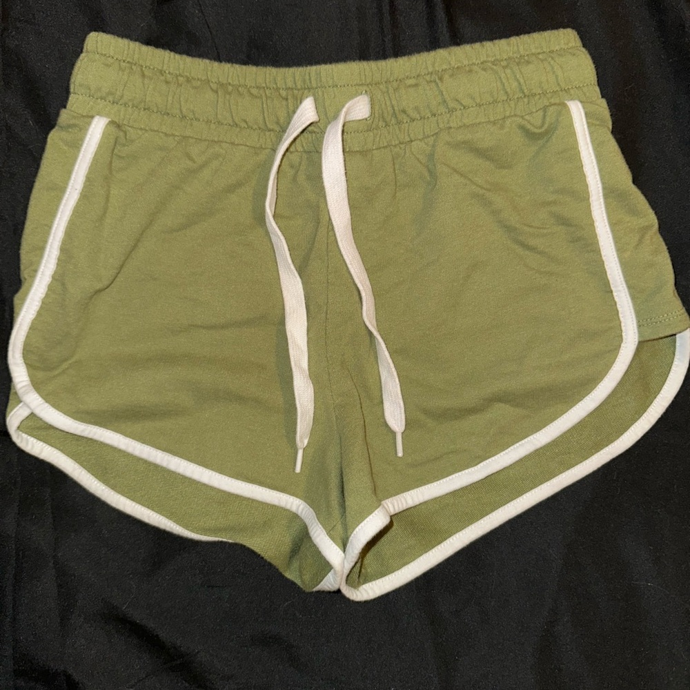 Green Women's Shorts with White Trim